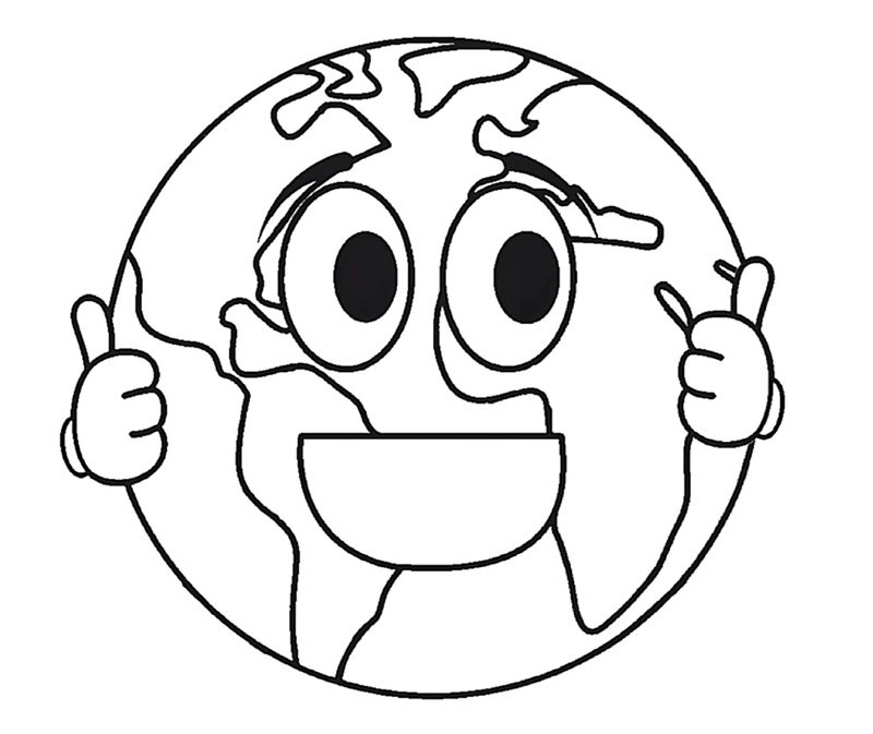 Tô màu trái đất nét đơn giản rõ ràng