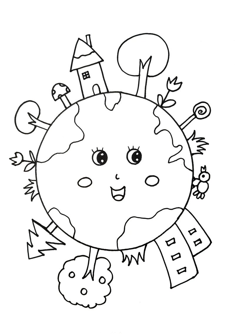 Hình vẽ trái đất tô màu dễ học