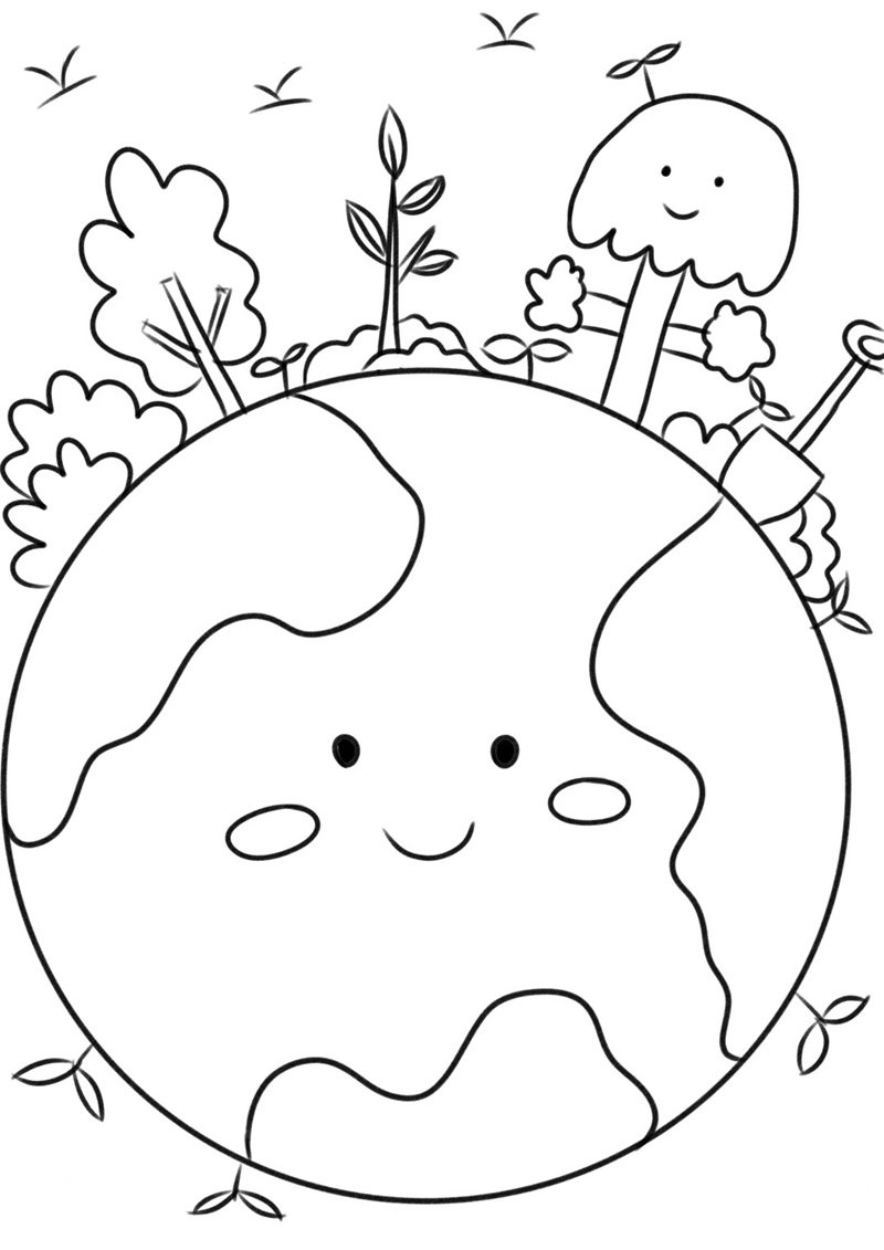 Hình tô màu trái đất rõ nét