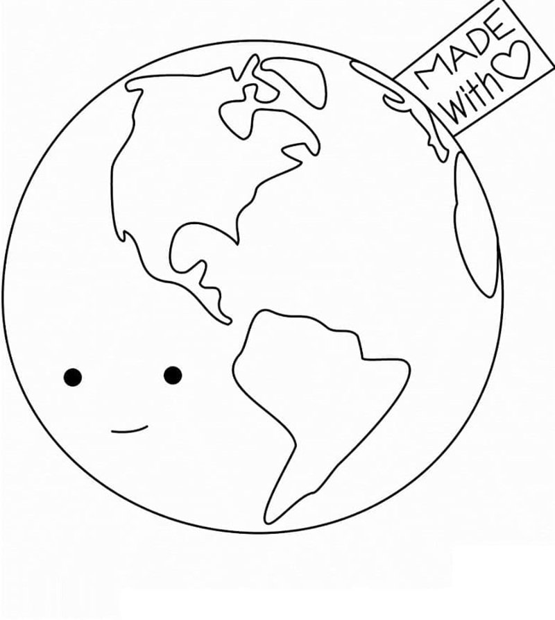 Hình tô màu trái đất phong cách đáng yêu