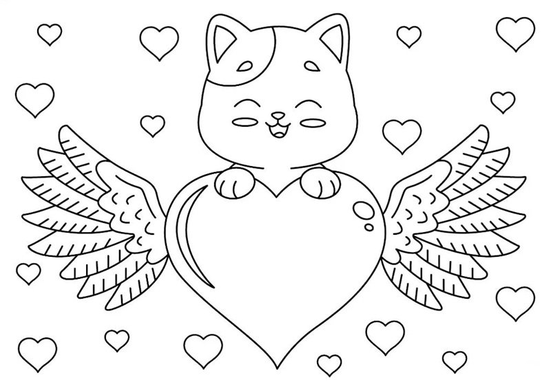 Tranh tô màu trái tim rõ nét dễ nhìn