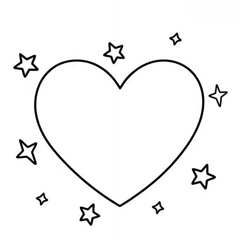 Hình vẽ tô màu trái tim nét rõ dễ tô