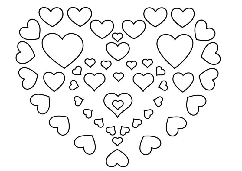 Hình trái tim tô màu dễ thương
