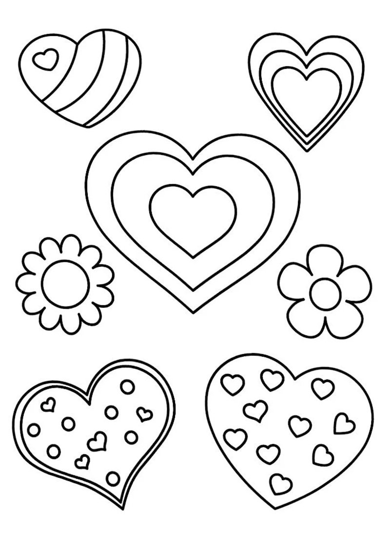 Tranh tô màu trái tim dễ in tại nhà