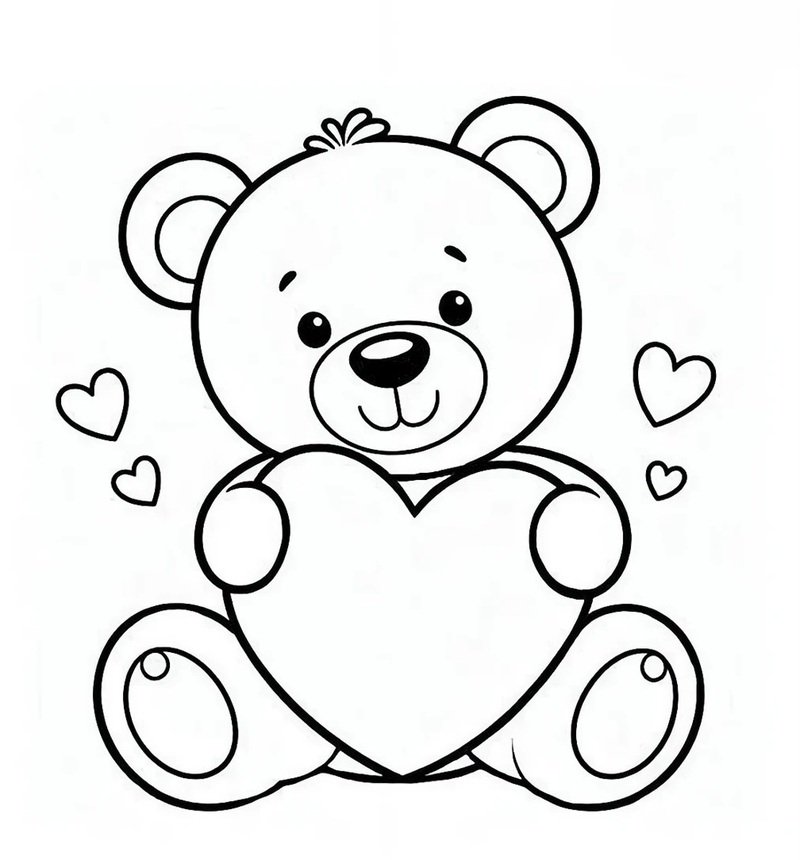 Bé tập tô với hình trái tim xinh xắn