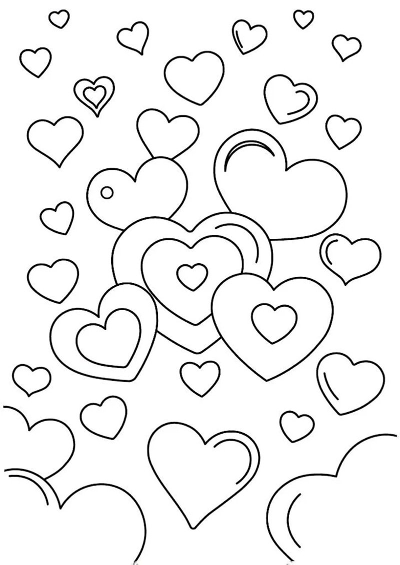 Hình tô màu trái tim cực xinh