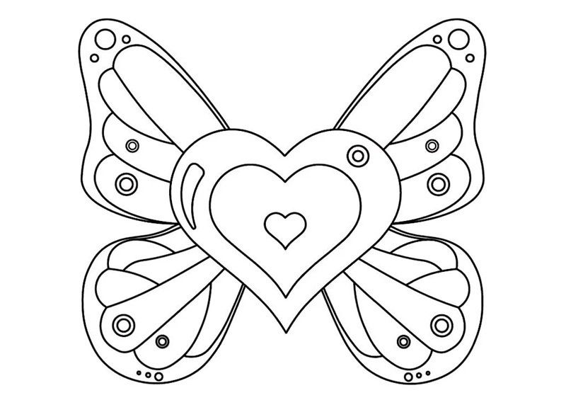 Tô màu trái tim nét đơn giản rõ ràng