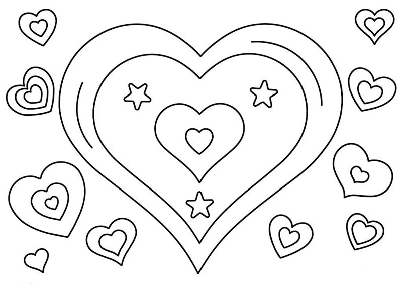 Hình vẽ trái tim tô màu dễ học