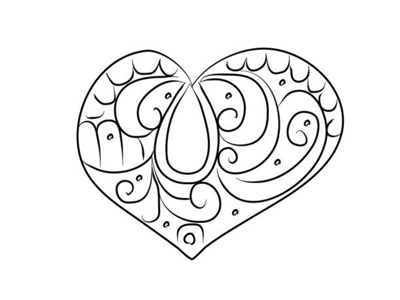 Tranh tô màu trái tim phù hợp trẻ em