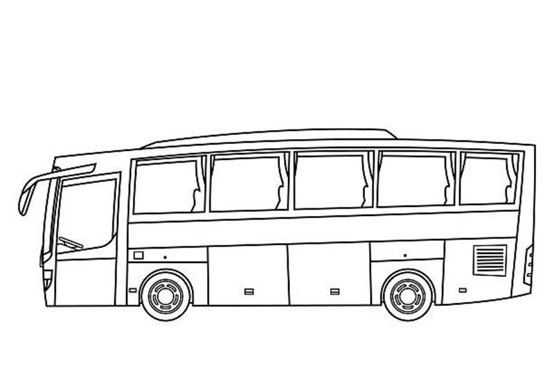 Side view of bus. Vector flat cartoon illustration isolated on white background