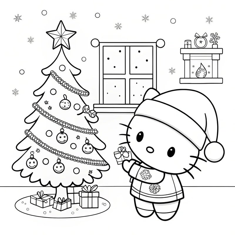 tranh tô màu cây thông noel 1