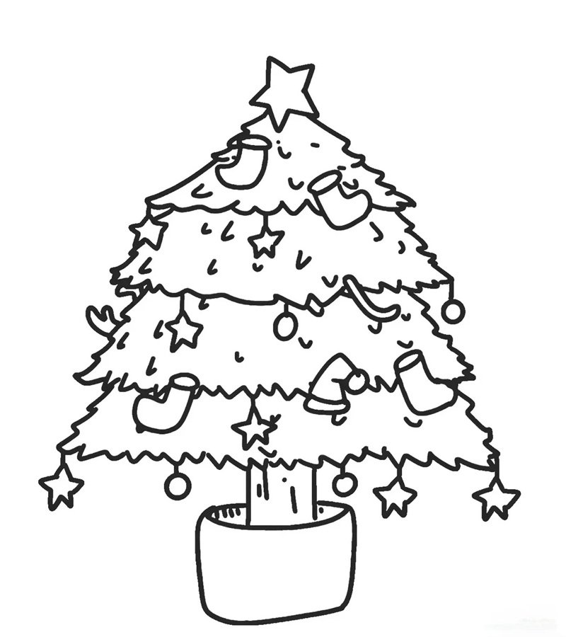 tranh tô màu cây thông noel 19