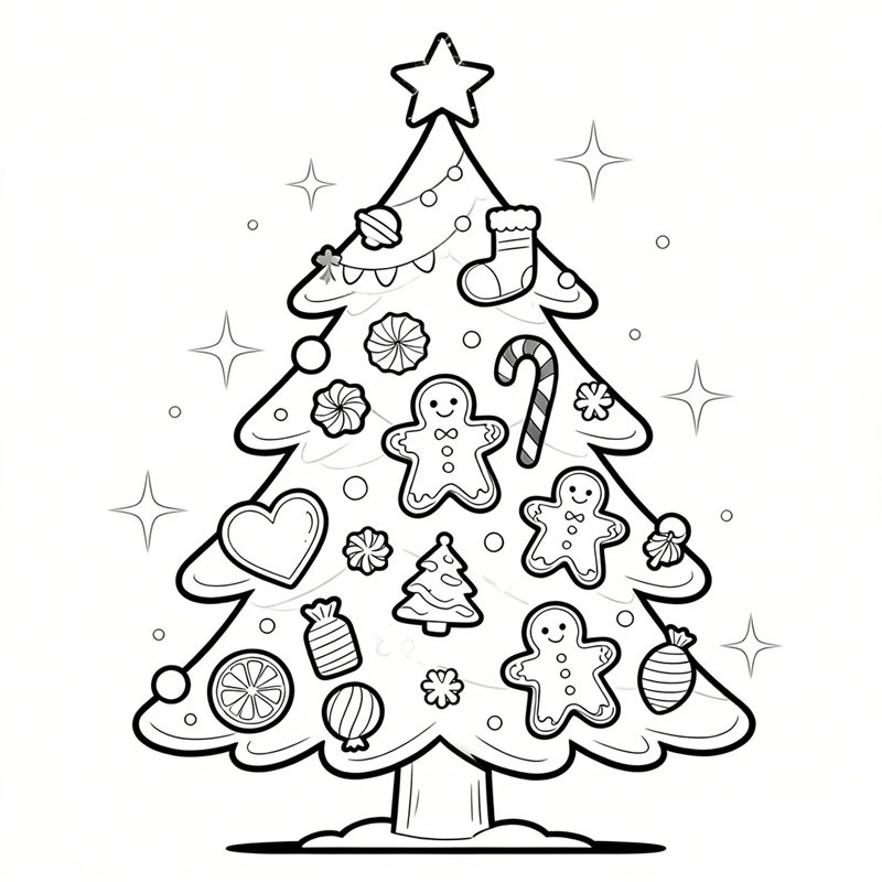 tranh tô màu cây thông noel 2