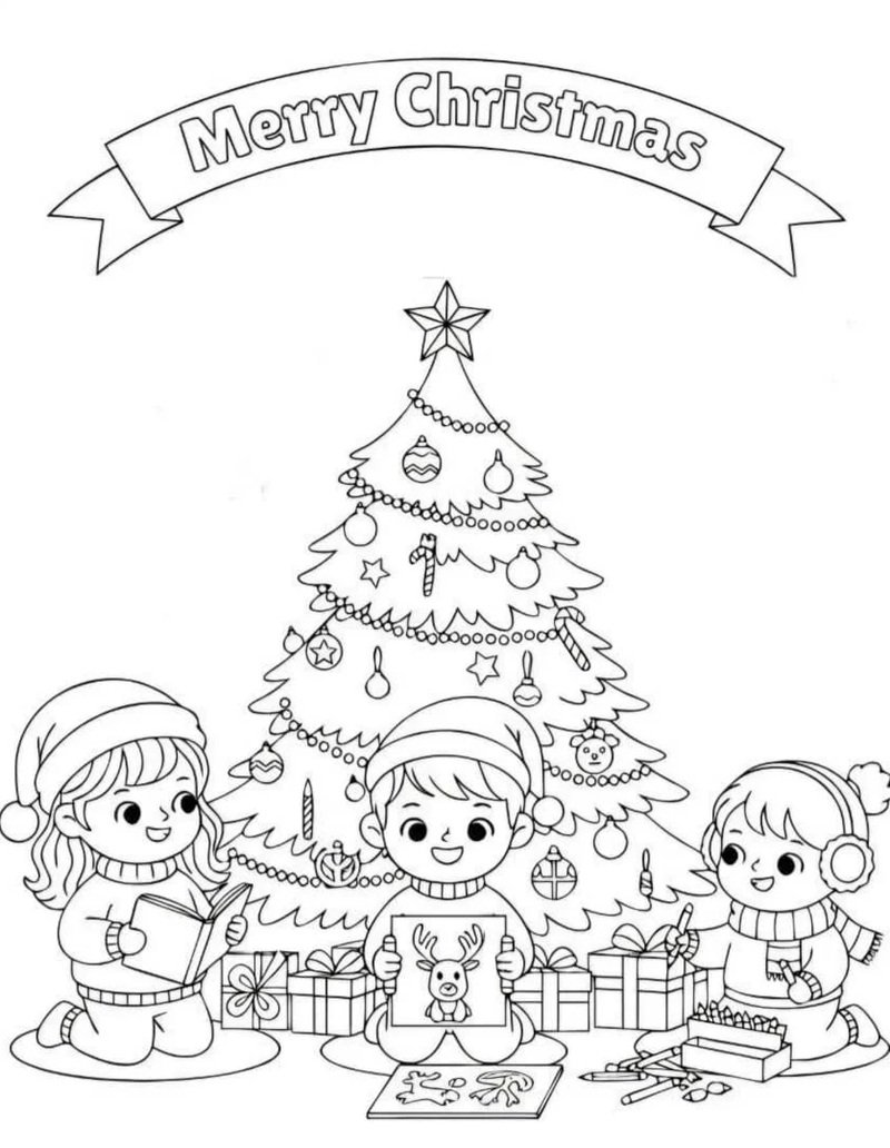 tranh tô màu cây thông noel 20