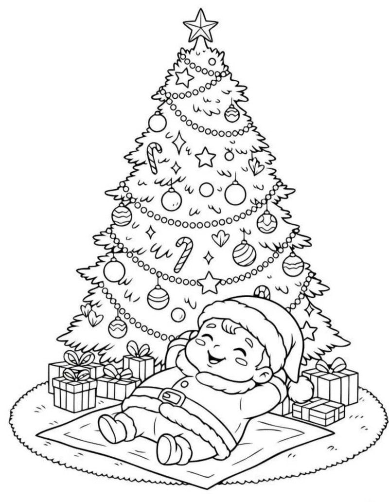 tranh tô màu cây thông noel 21