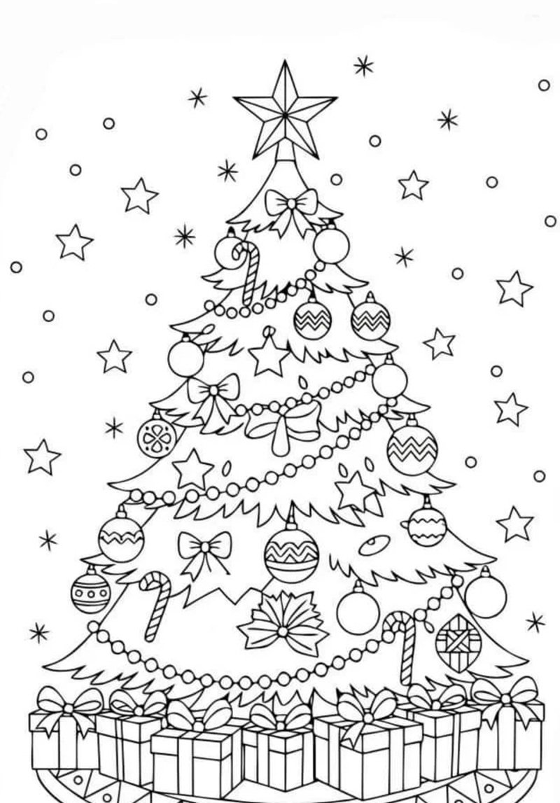 tranh tô màu cây thông noel 22