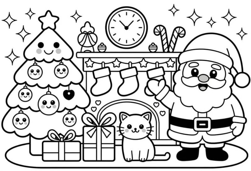 tranh tô màu cây thông noel 23