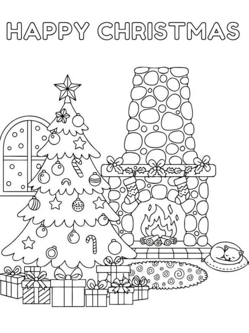 tranh tô màu cây thông noel 27