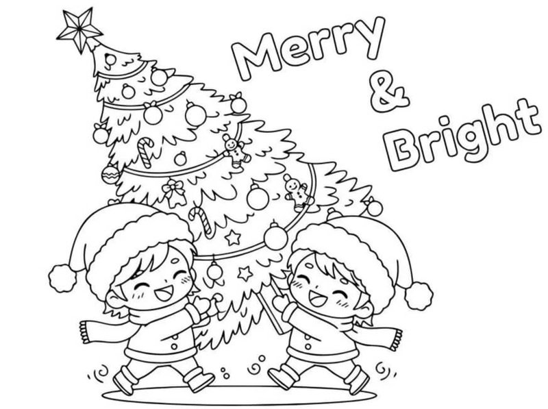 tranh tô màu cây thông noel 28