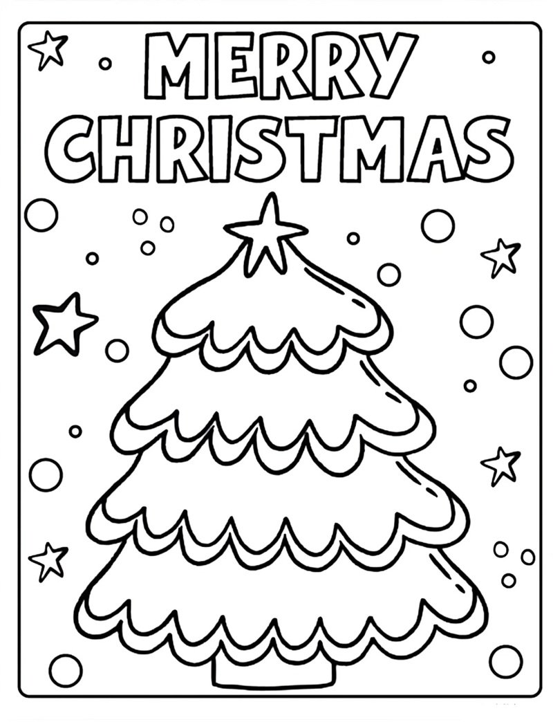 tranh tô màu cây thông noel 29