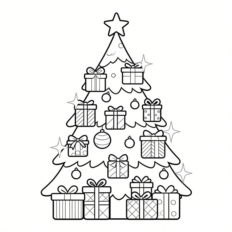 tranh tô màu cây thông noel 3