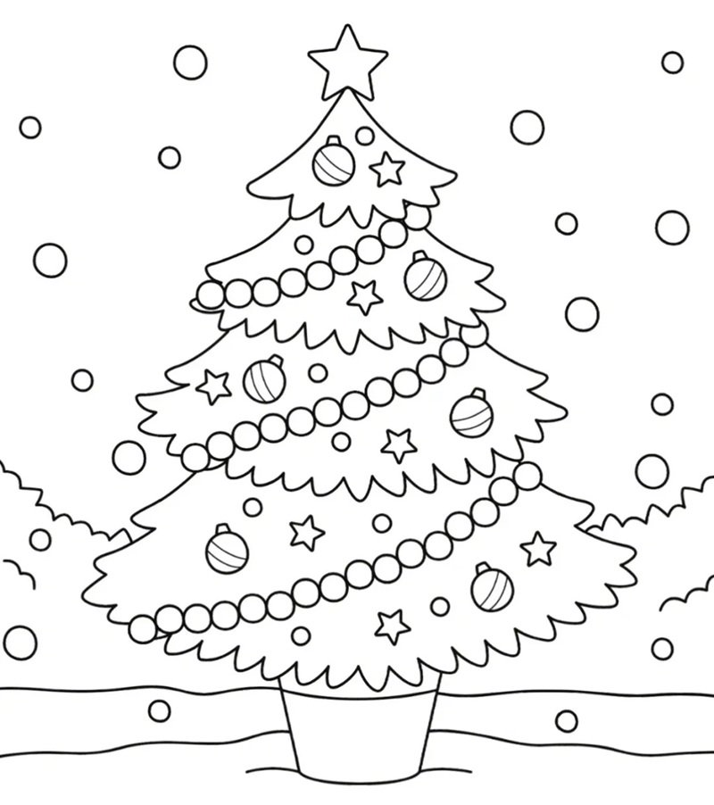 tranh tô màu cây thông noel 34