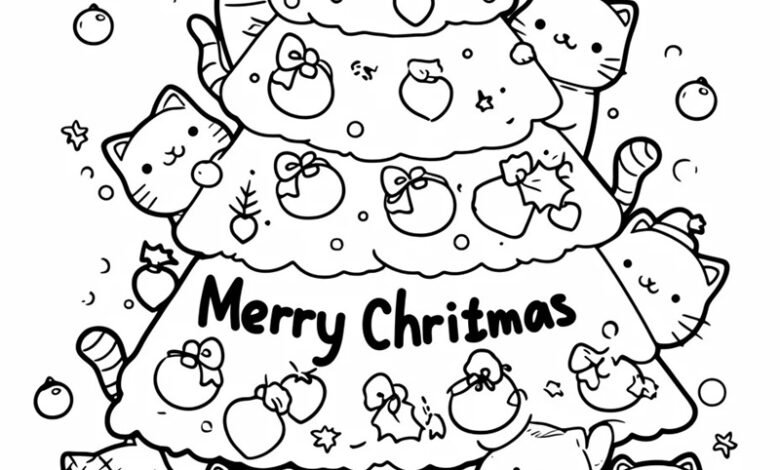 tranh tô màu cây thông noel 36