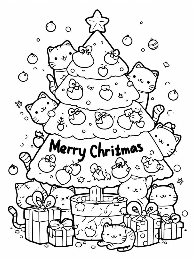 tranh tô màu cây thông noel 36