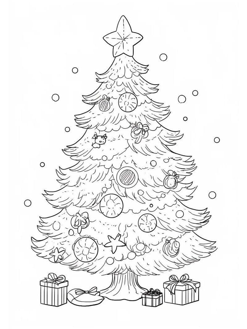 tranh tô màu cây thông noel 37