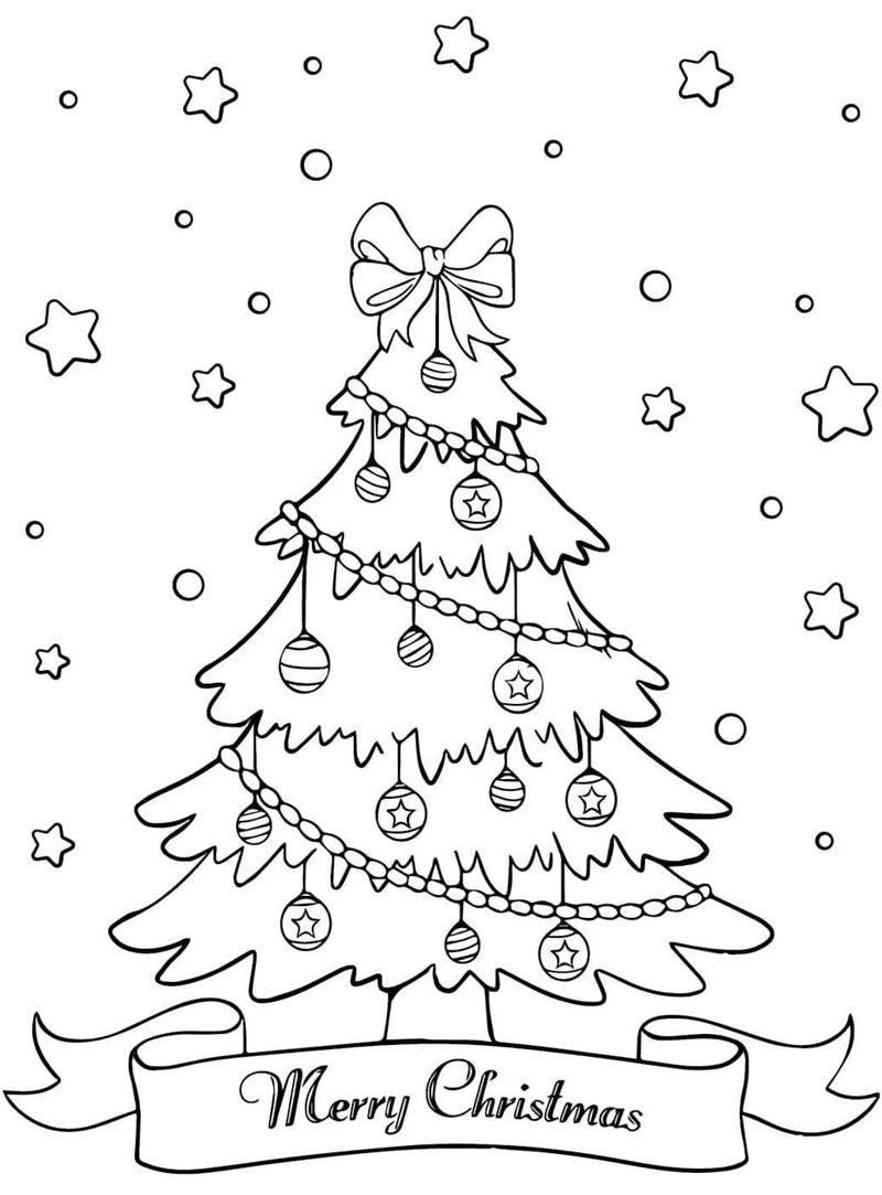 tranh tô màu cây thông noel 38