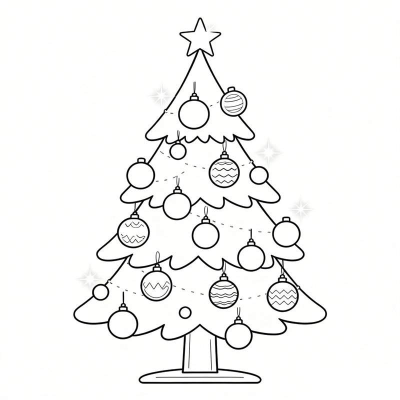 tranh tô màu cây thông noel 4