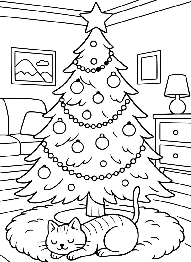 tranh tô màu cây thông noel 40