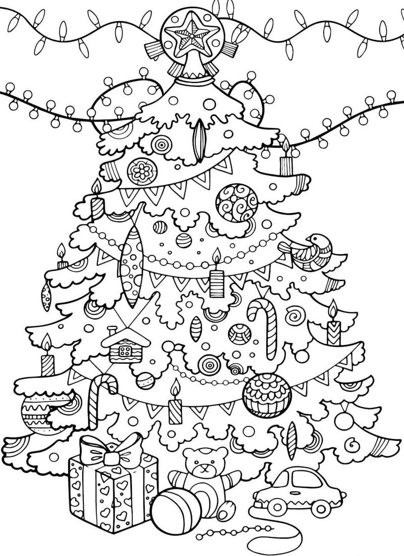 tranh tô màu cây thông noel 41