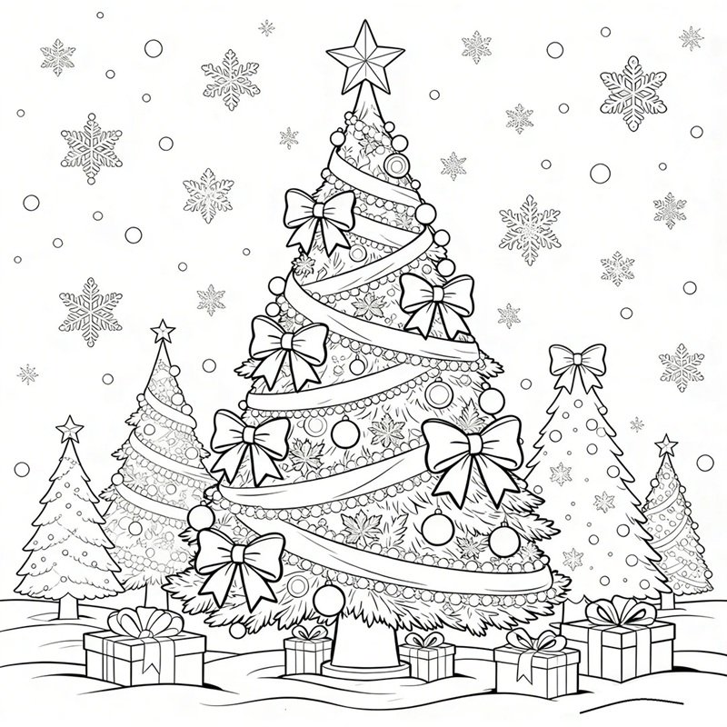 tranh tô màu cây thông noel 6