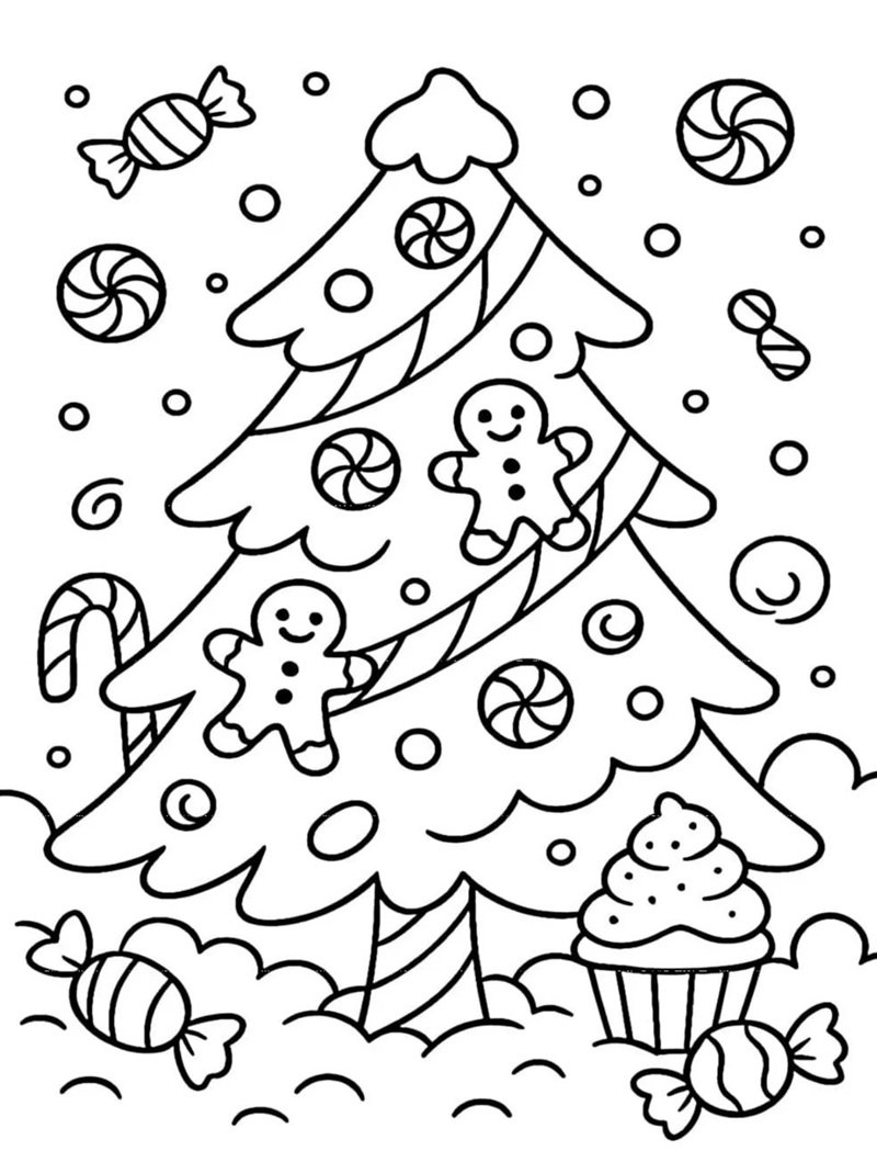 tranh tô màu cây thông noel 7