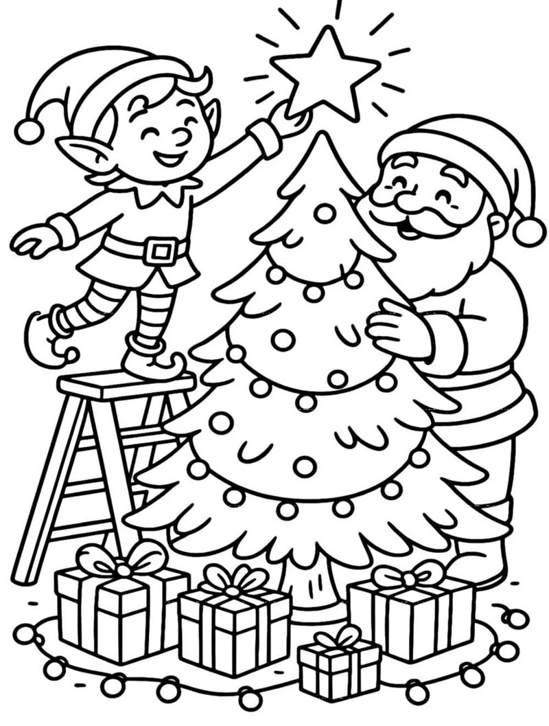 tranh tô màu cây thông noel 8