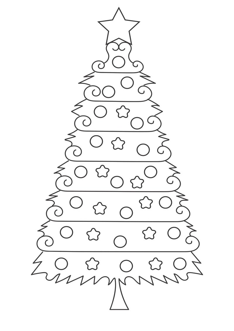 tranh tô màu cây thông noel 9