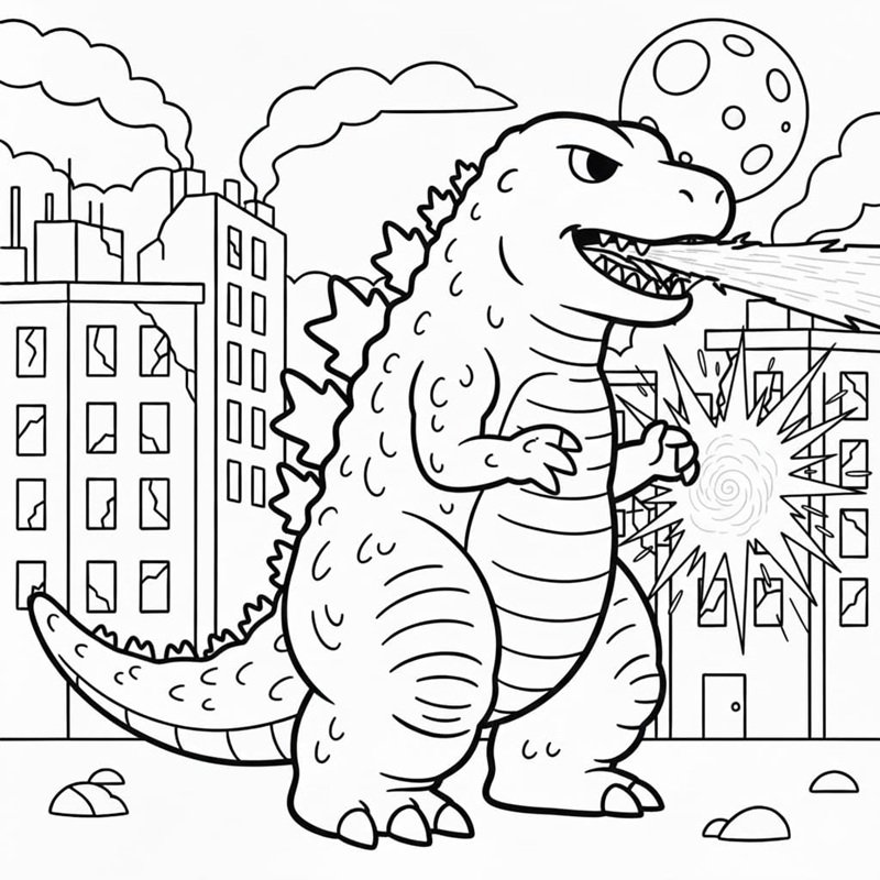 tranh tô màu godzilla 8