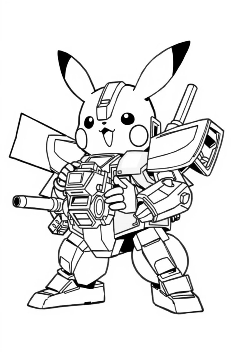 tranh tô màu pikachu màu sắc tươi sáng