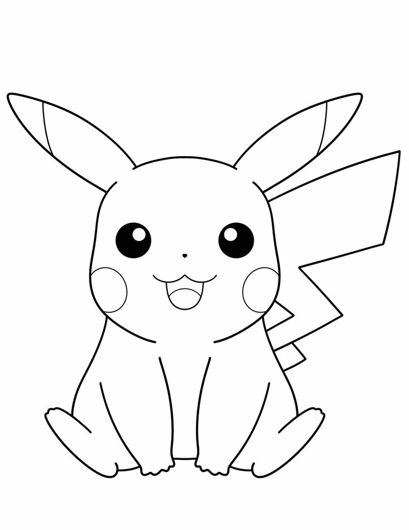 tranh tô màu pikachu phong cách kawaii