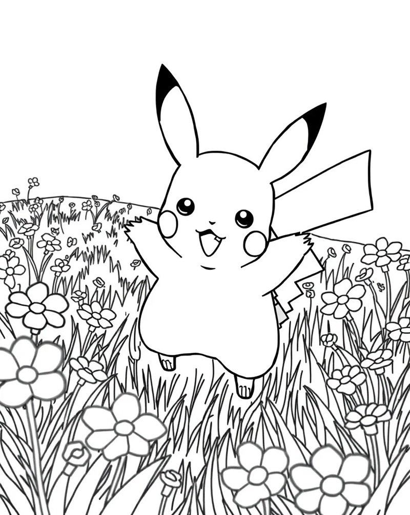 tranh hoạt hình thiếu nhi tranh tô màu pikachu