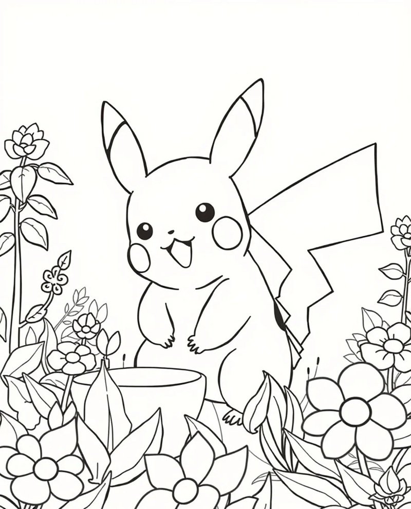 tranh tô màu pikachu chủ đề Pokemon