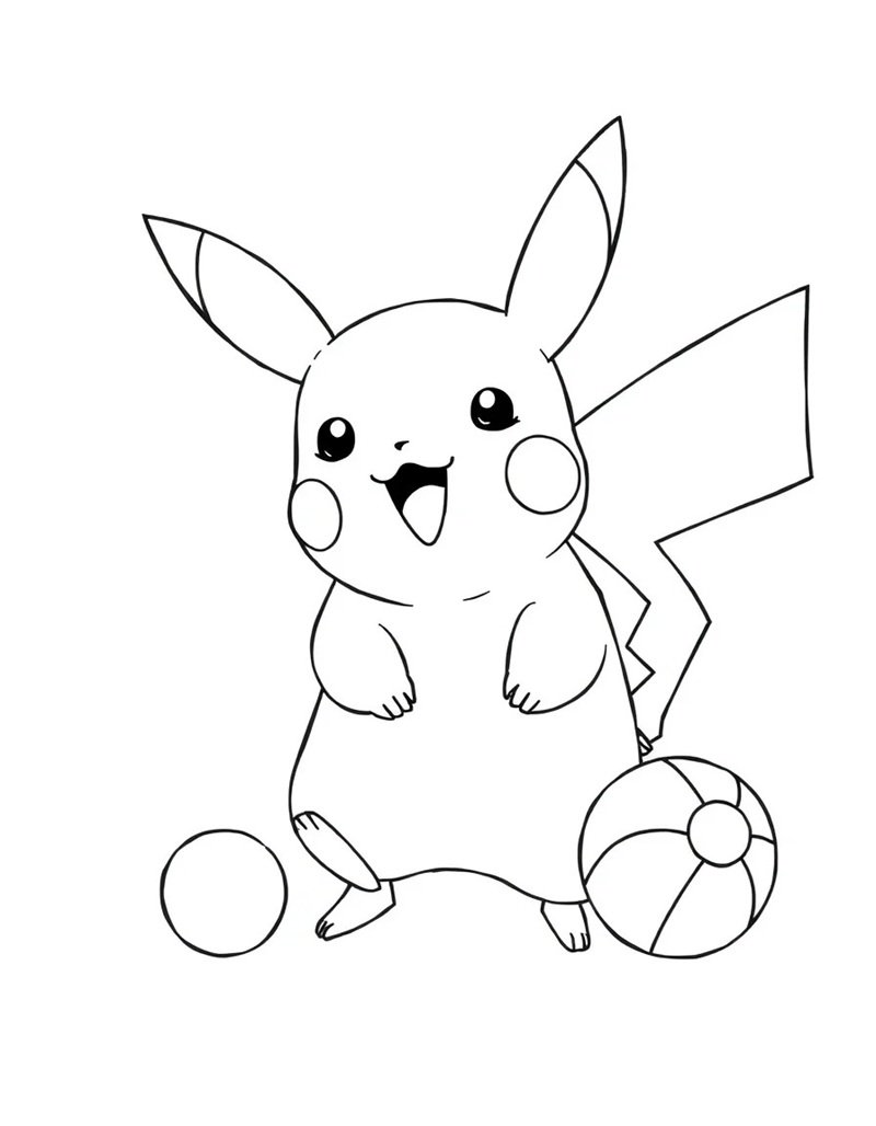 tranh tô màu pikachu cho bé tập vẽ