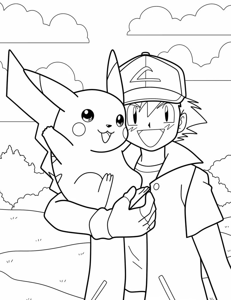 phong cách chibi tranh tô màu pikachu