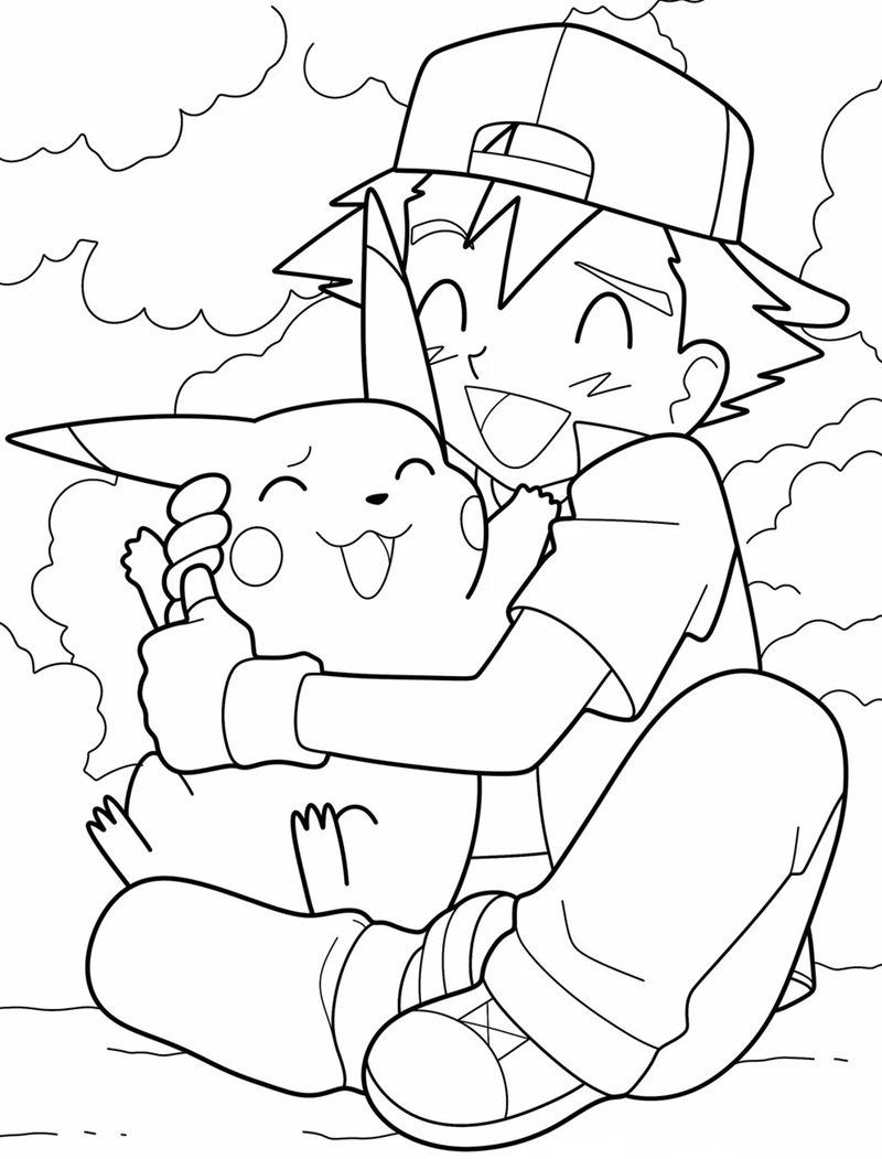 tranh Pokemon dễ thương tranh tô màu pikachu