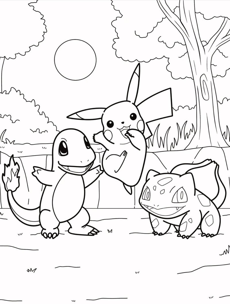 tranh thiếu nhi đẹp tranh tô màu pikachu