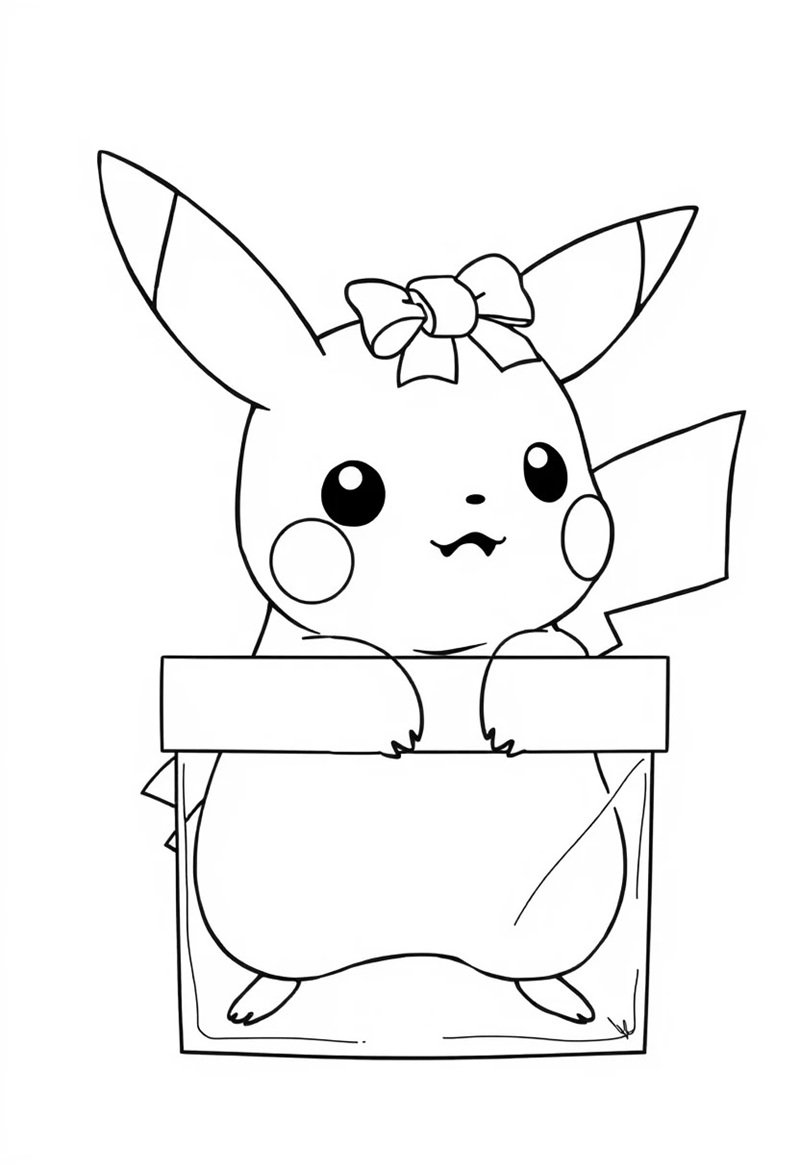 Pikachu chibi trong tranh tô màu pikachu