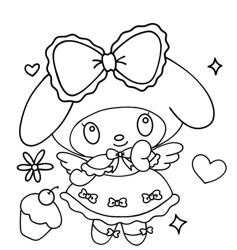 Kuromi dễ thương tranh tô màu Sanrio