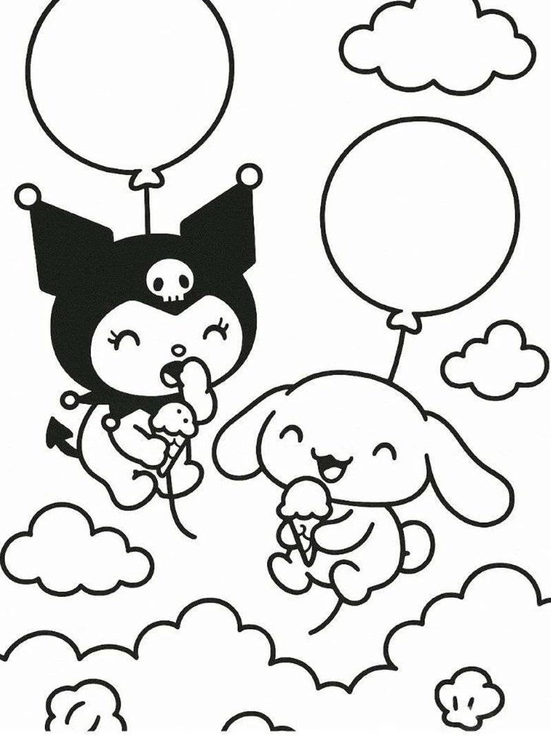 Kuromi chibi tranh tô màu Sanrio