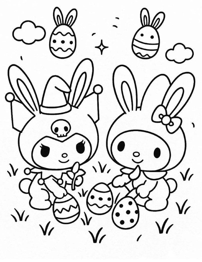 Cinnamoroll cute tranh tô màu Sanrio